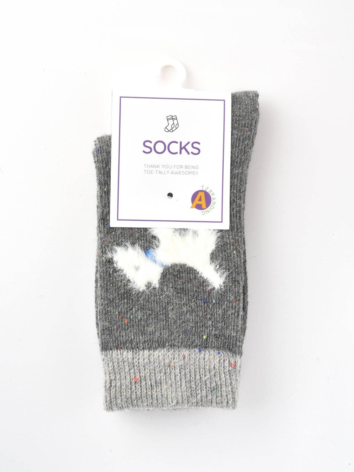 Gray and White Dog Pattern Thick Warm Socks