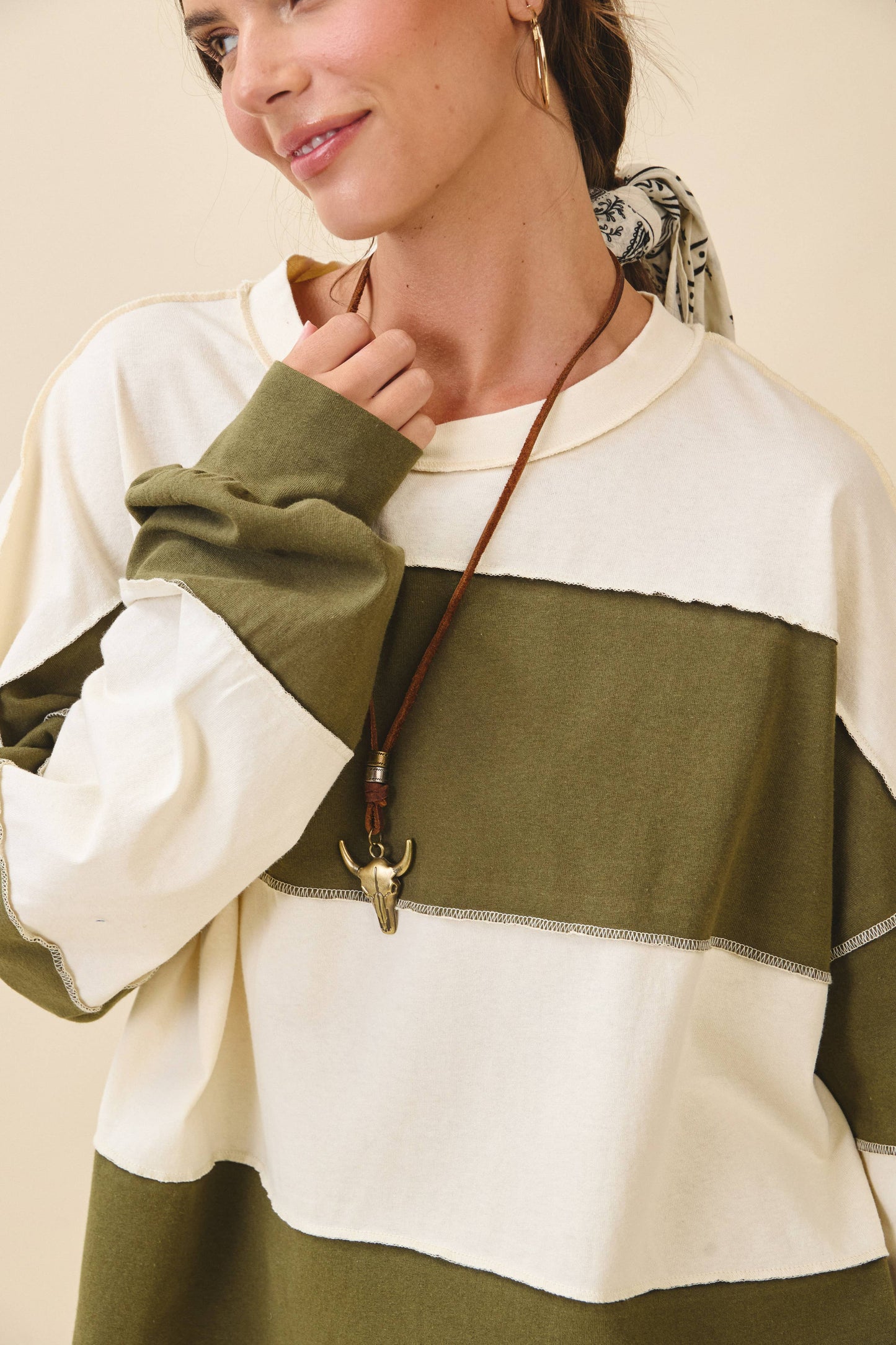 Oversized Color Block Pullover