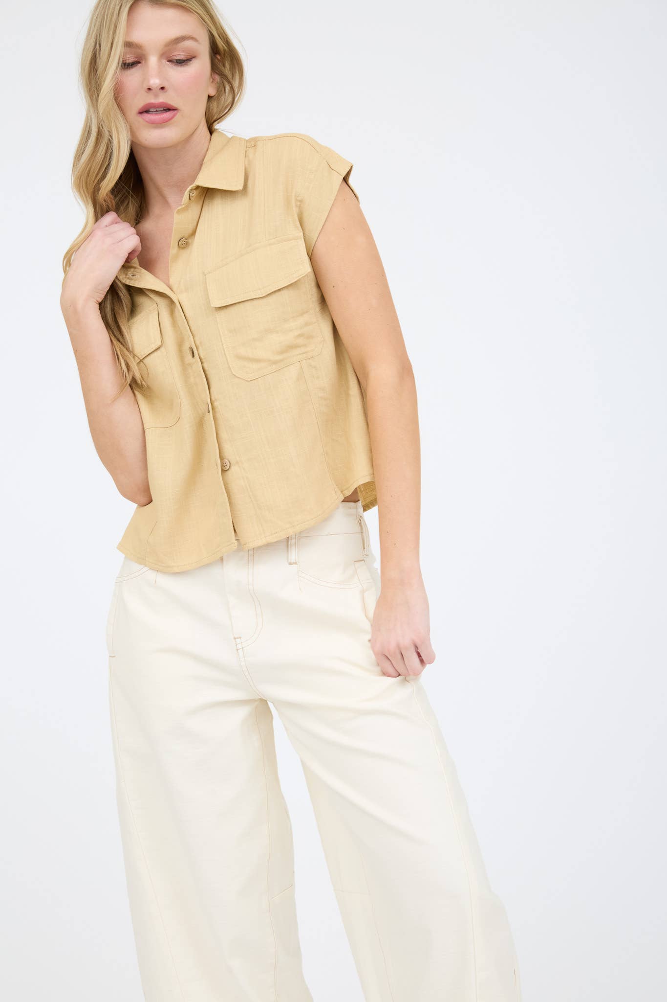 Short Sleeve Linen Button Down Shirt