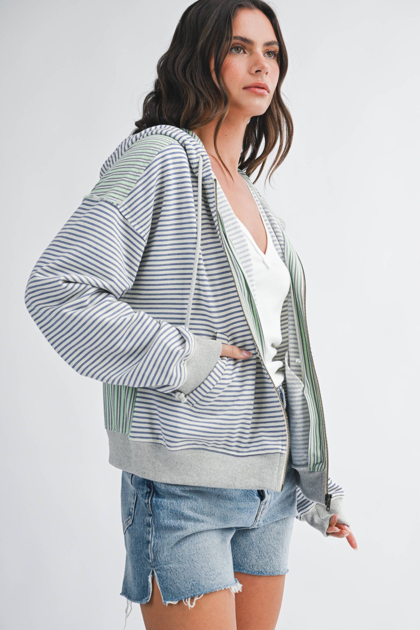 Striped Zip Hoodie