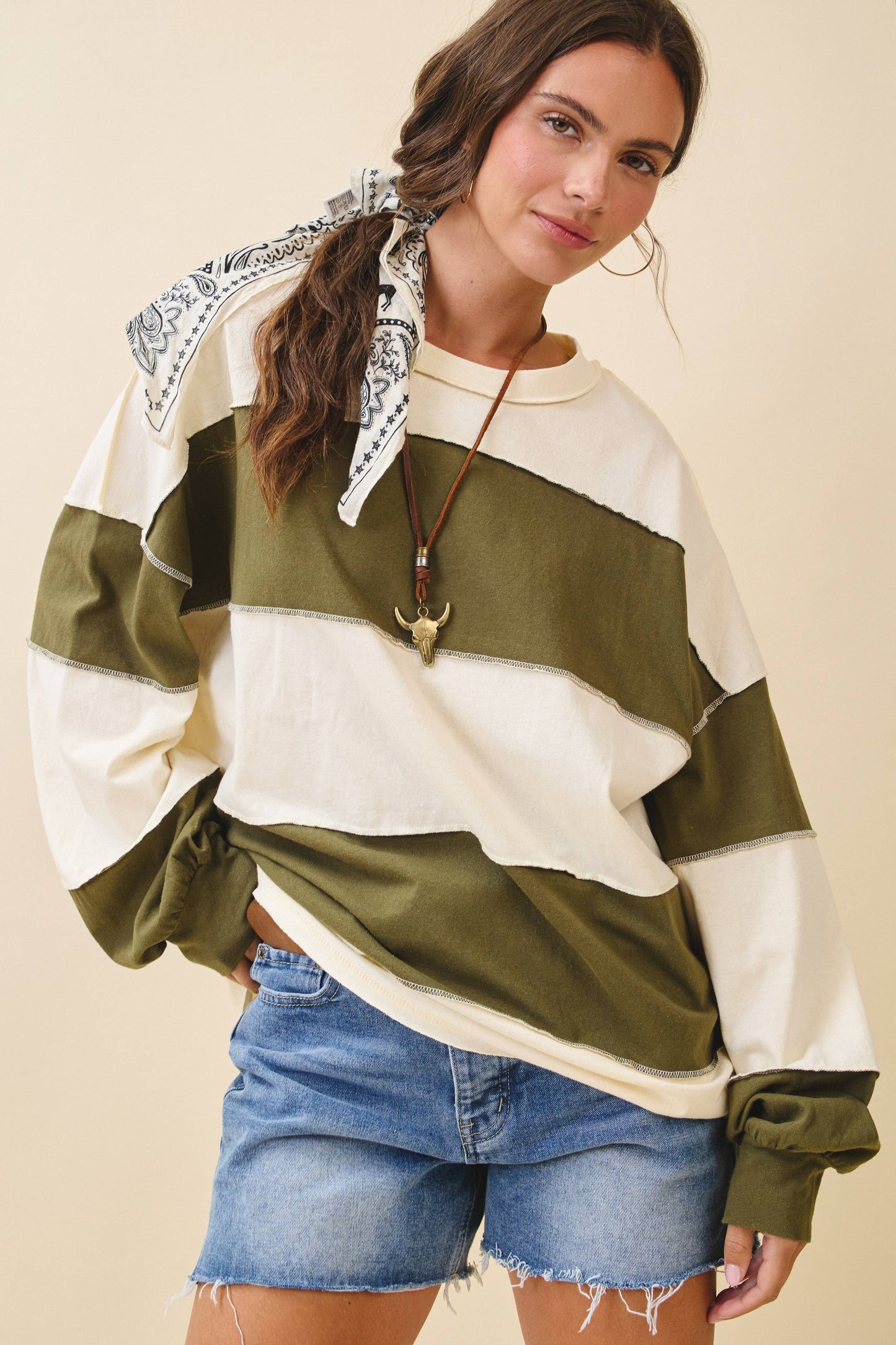 Oversized Color Block Pullover