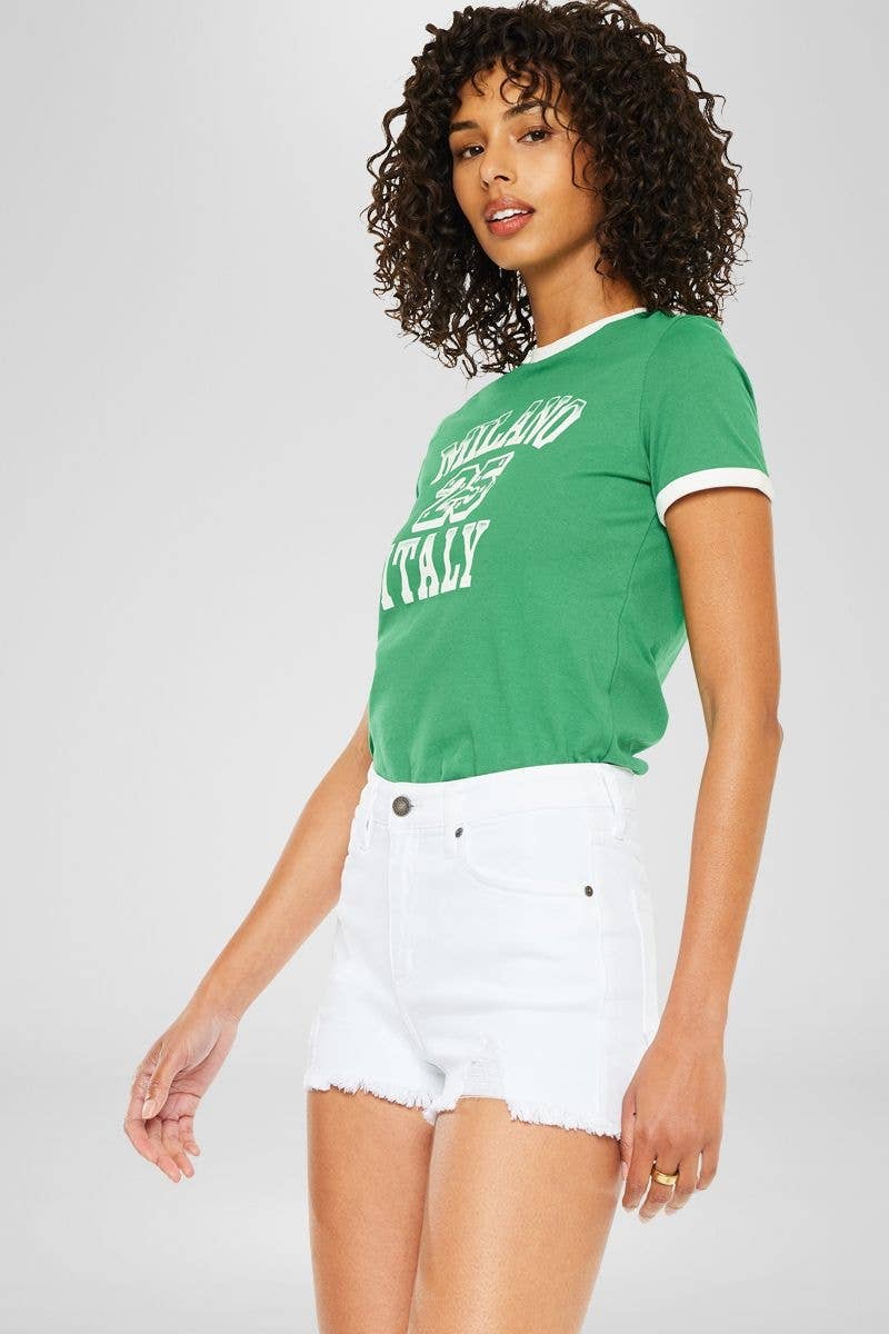 Kancan High Rise White Jean Shorts