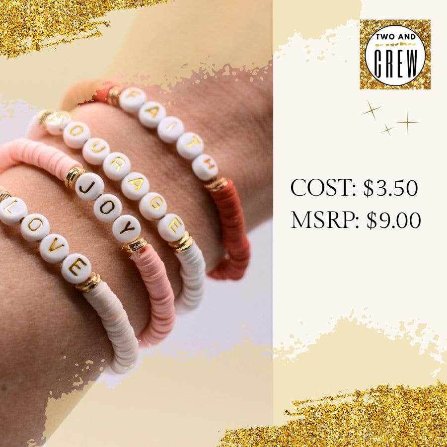 Inspirational Word Bracelet – Courage, Faith jewelry, Joy