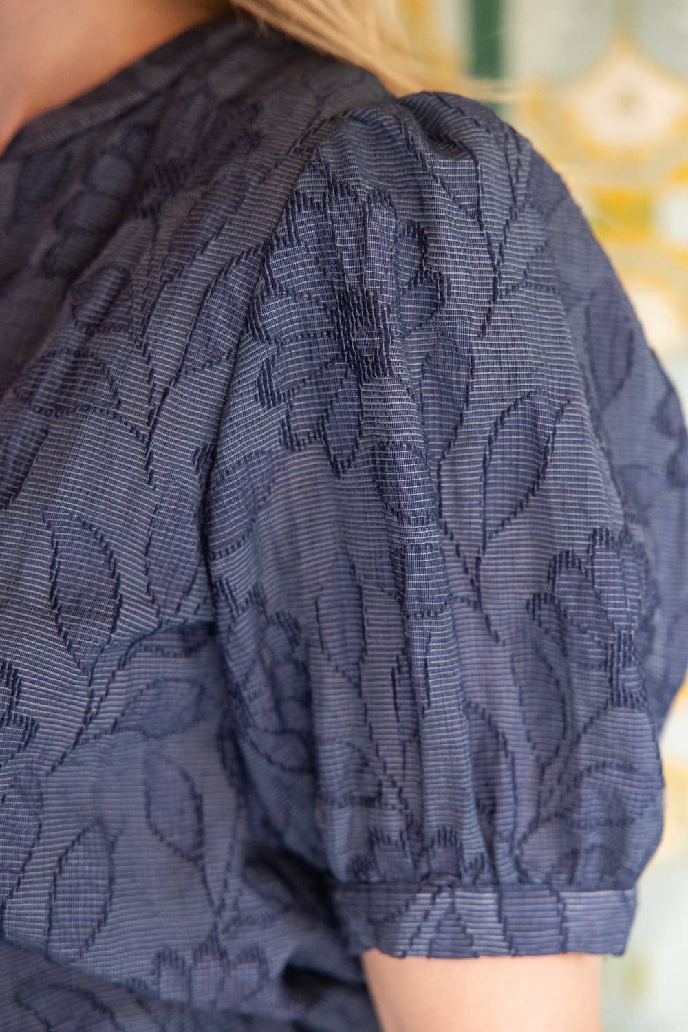 Button Down Floral Textured Top