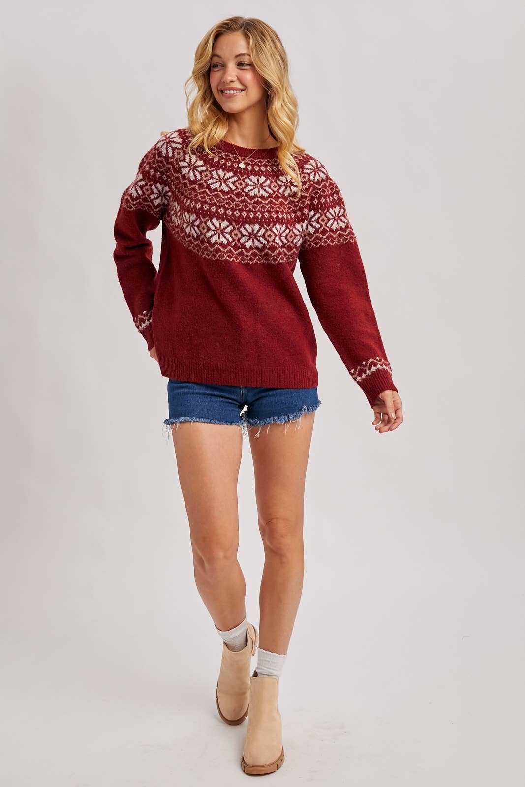 HOLIDAY FAIRE ISLE KNIT SWEATER