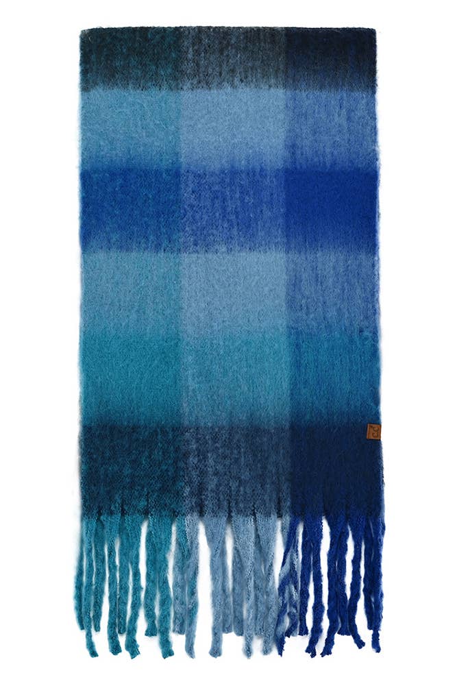 C.C Multi Color Block Plaid Check Pattern Woven Winter Scarf