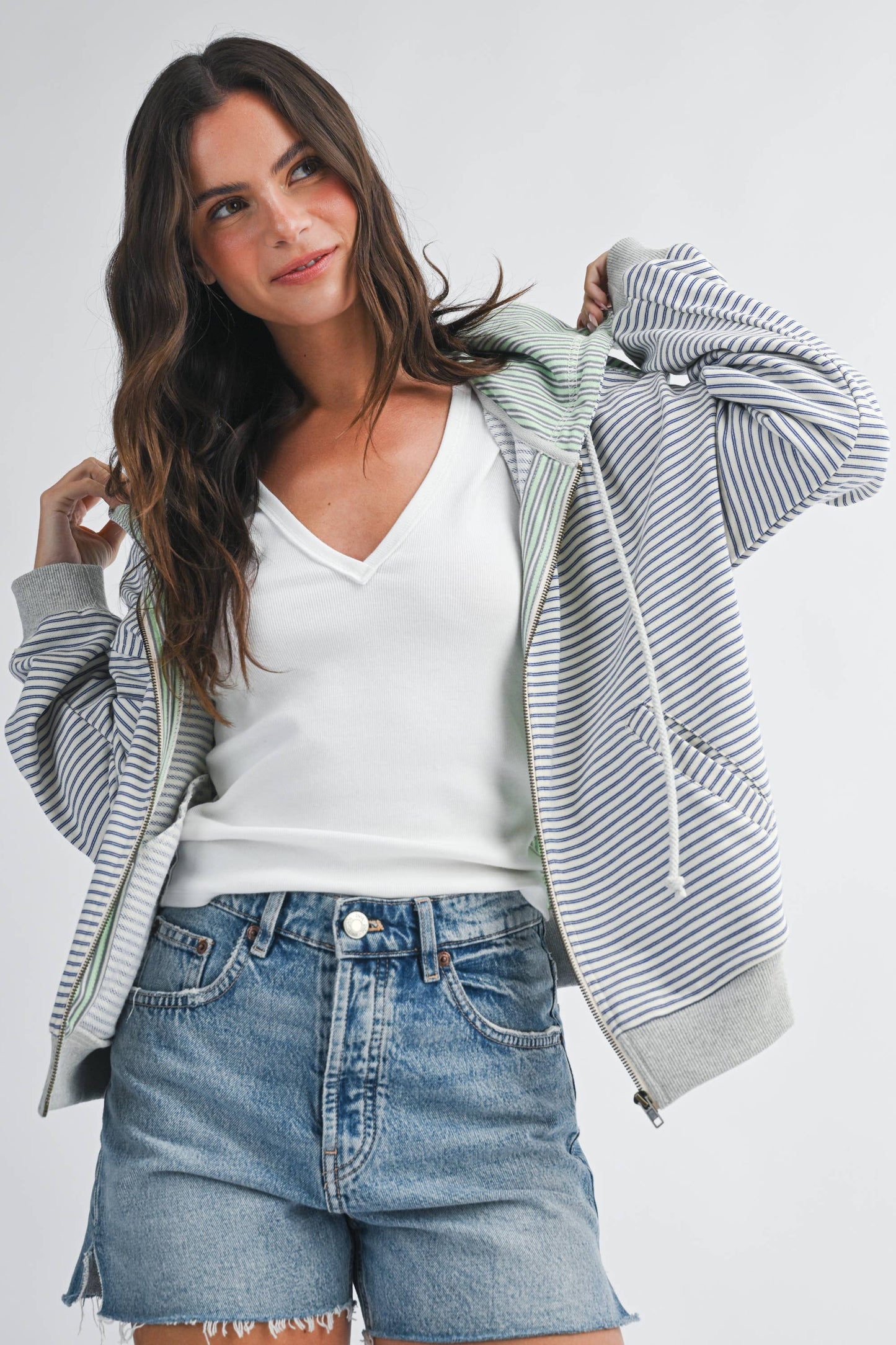 Striped Zip Hoodie