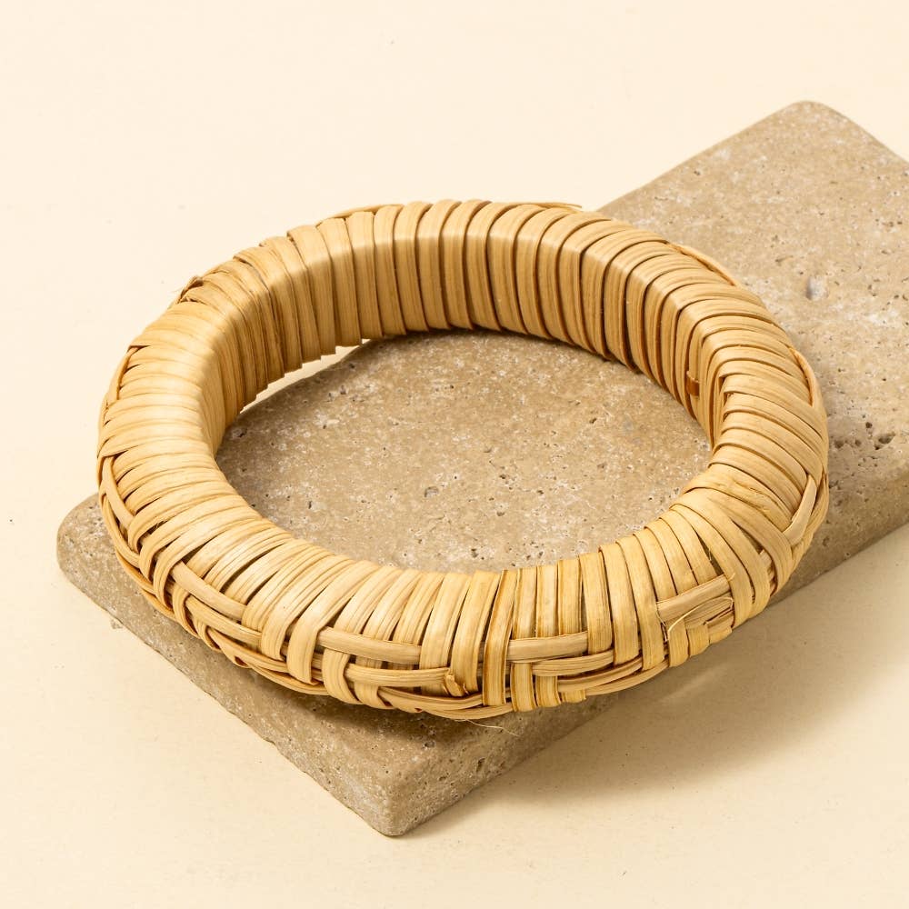 Large Straw Weave Bangle Bracelet
