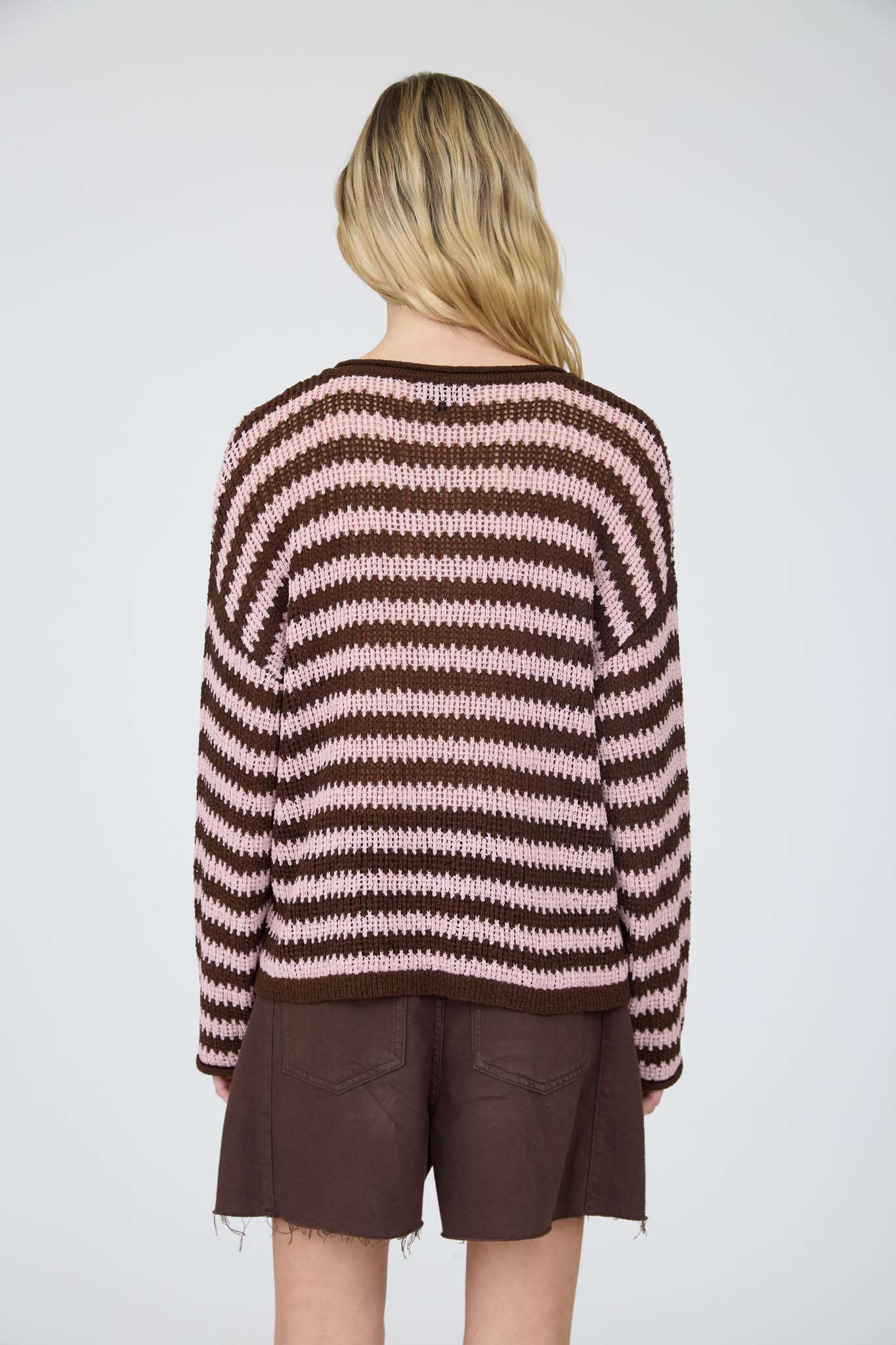 Stripe Raw Edge Sweater