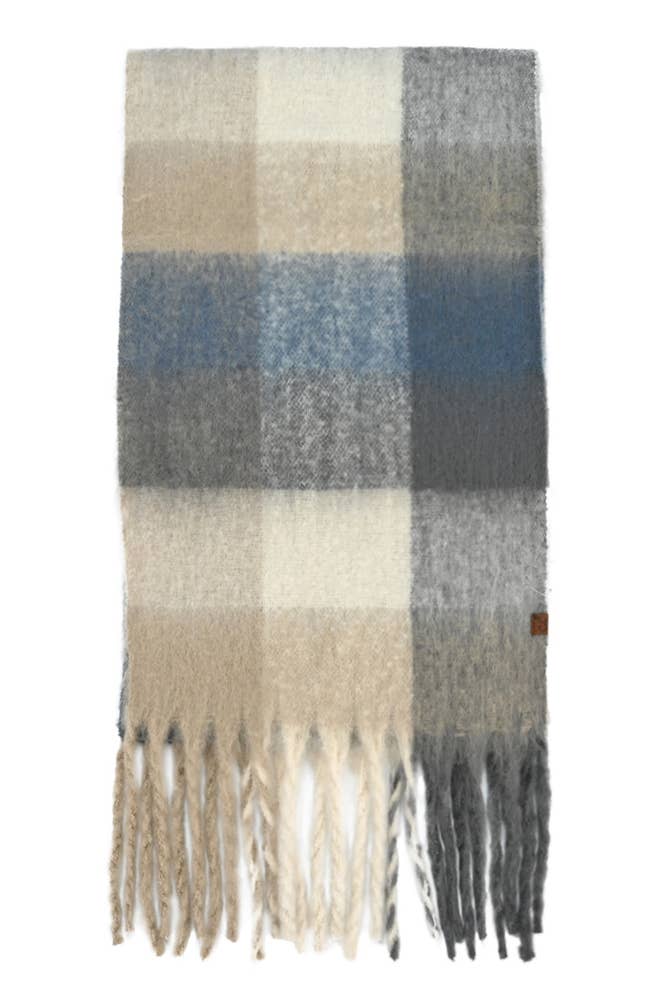 C.C Multi Color Block Plaid Check Pattern Woven Winter Scarf