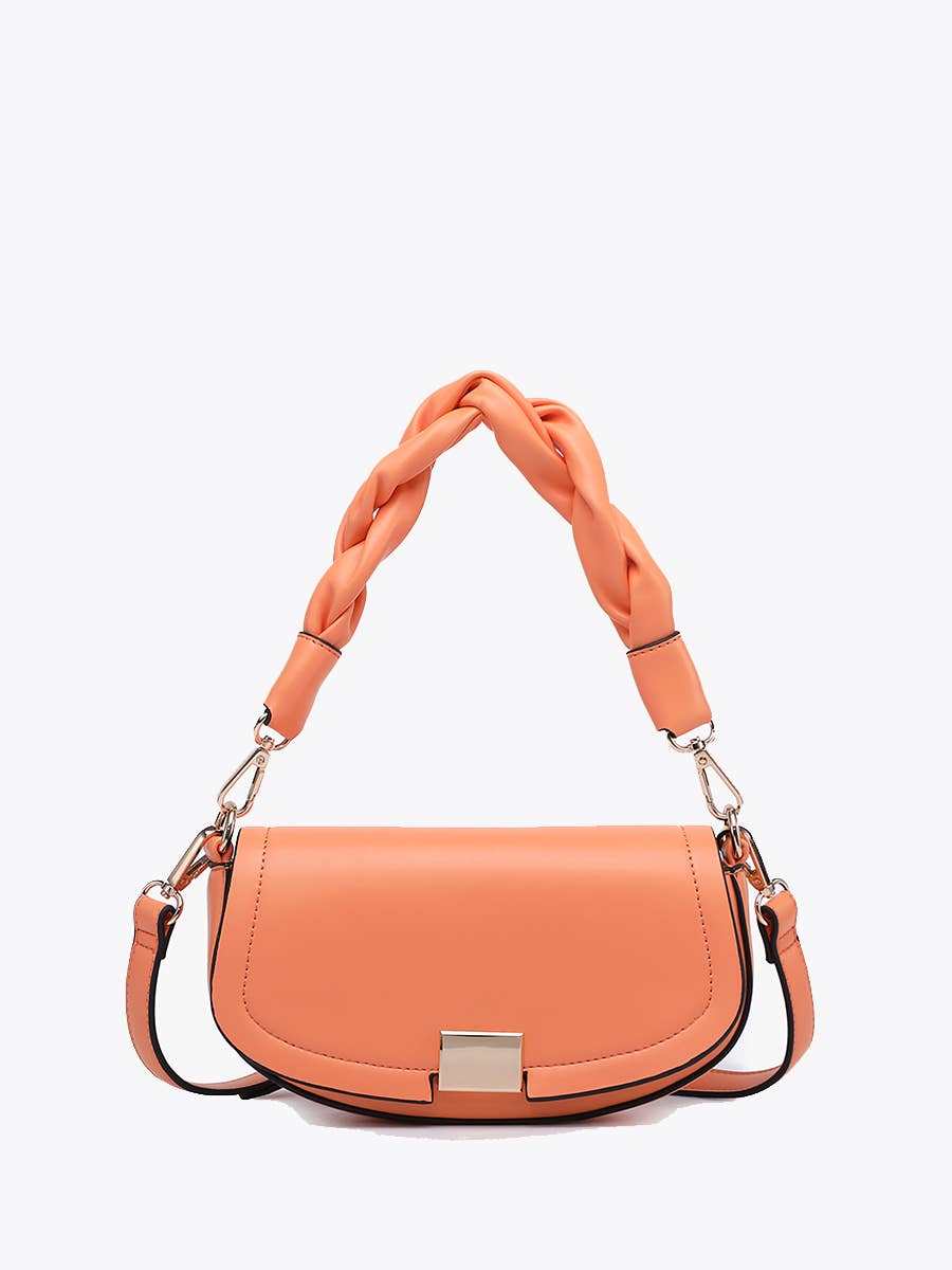 Flapover Crossbody w/ Woven Strap