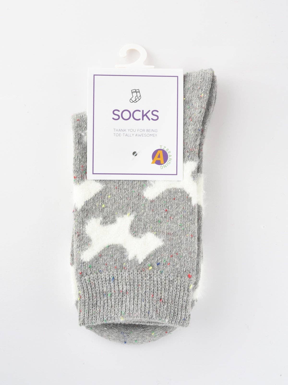 Gray and White Dog Pattern Thick Warm Socks