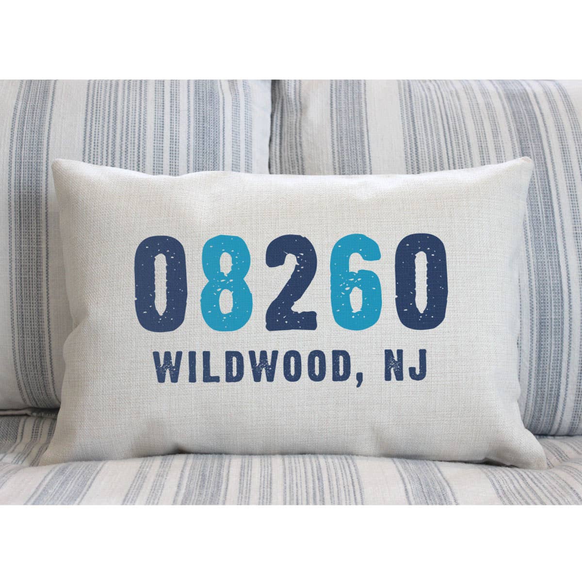Custom Zip Code Lumbar Lake/Beach Pillow - with Insert