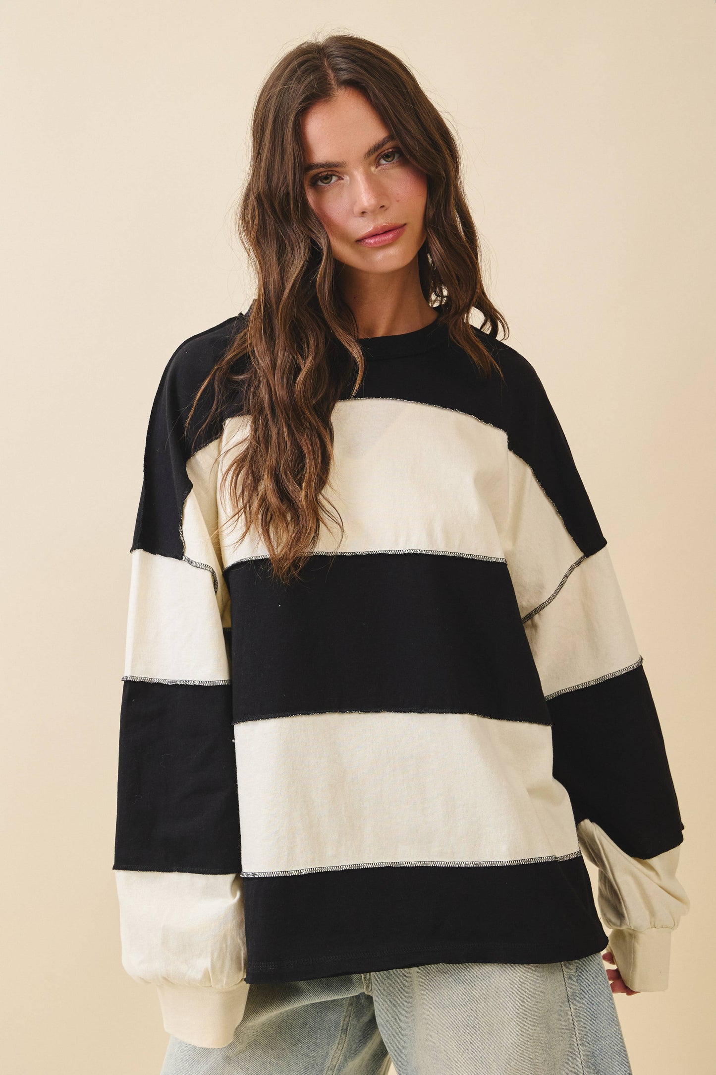Oversized Color Block Pullover