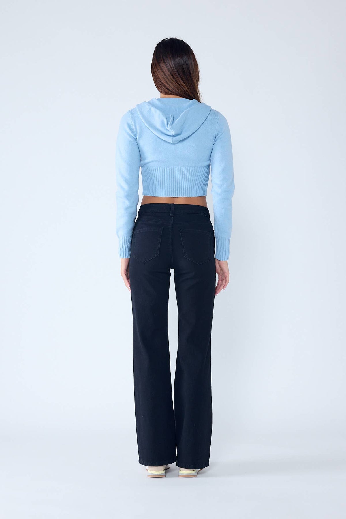 High Rise Wide Leg Black Denim Jeans