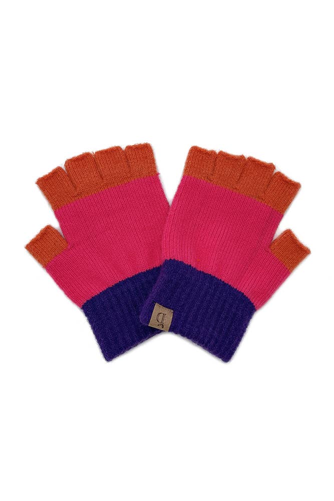 Color Block Fingerless Winter Gloves