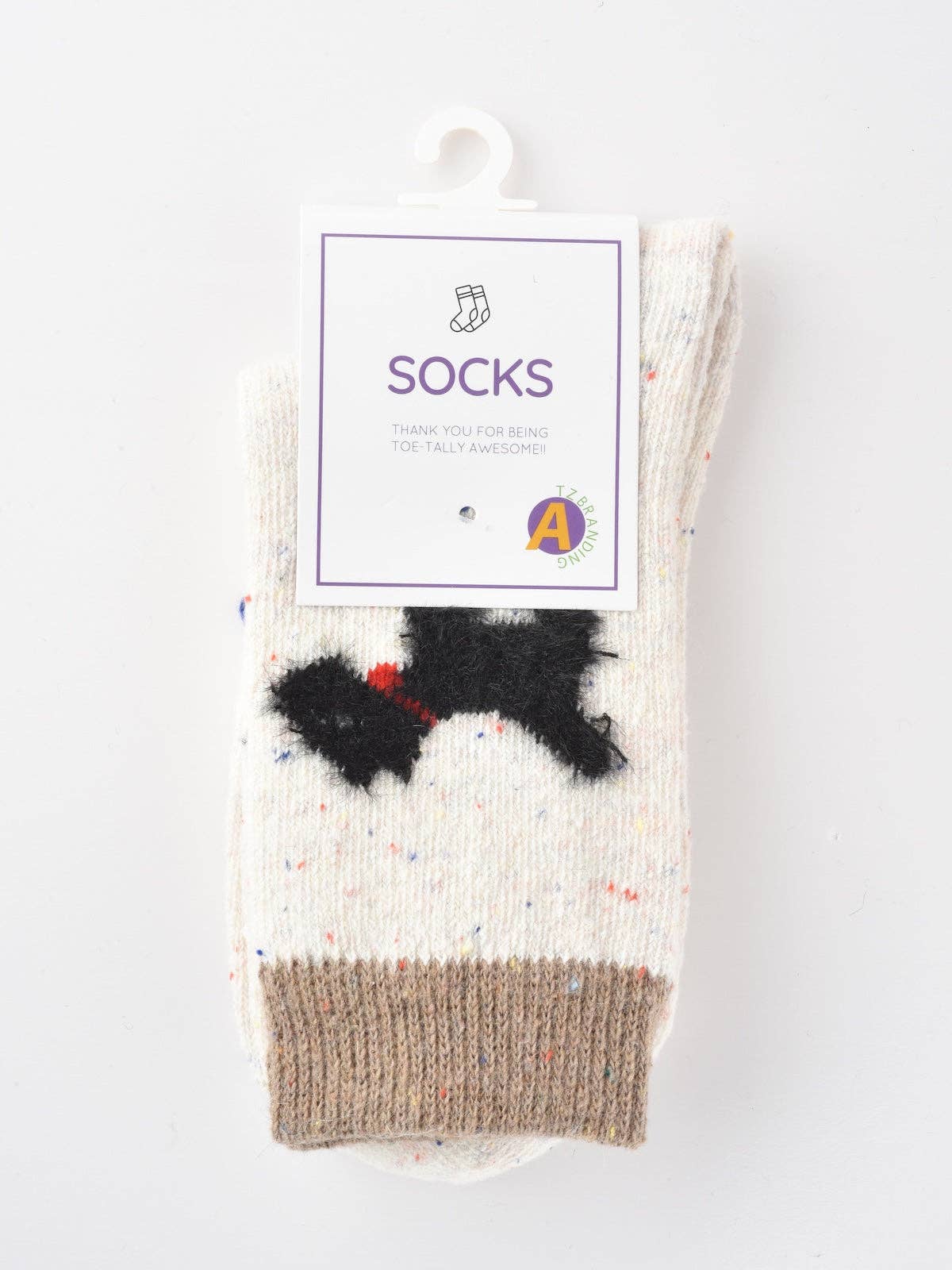 Gray and White Dog Pattern Thick Warm Socks