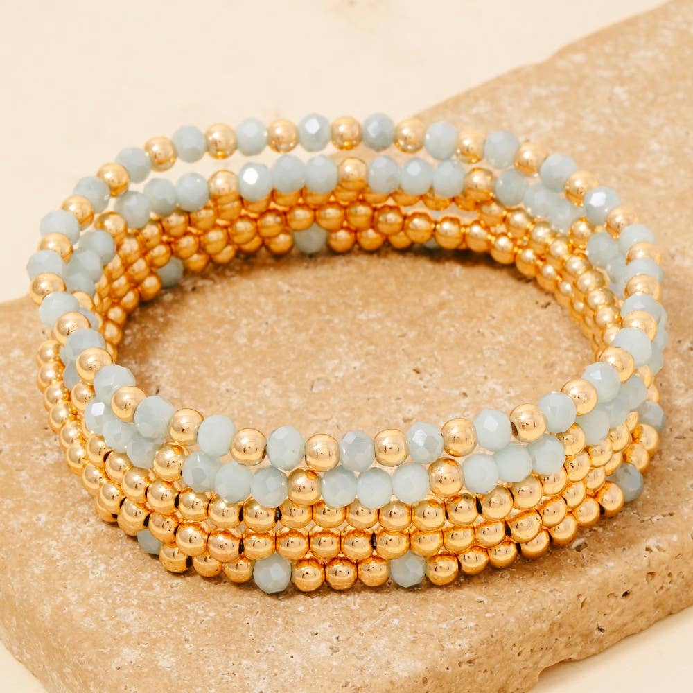 Metallic And Faceted Beaded Bracelet Set