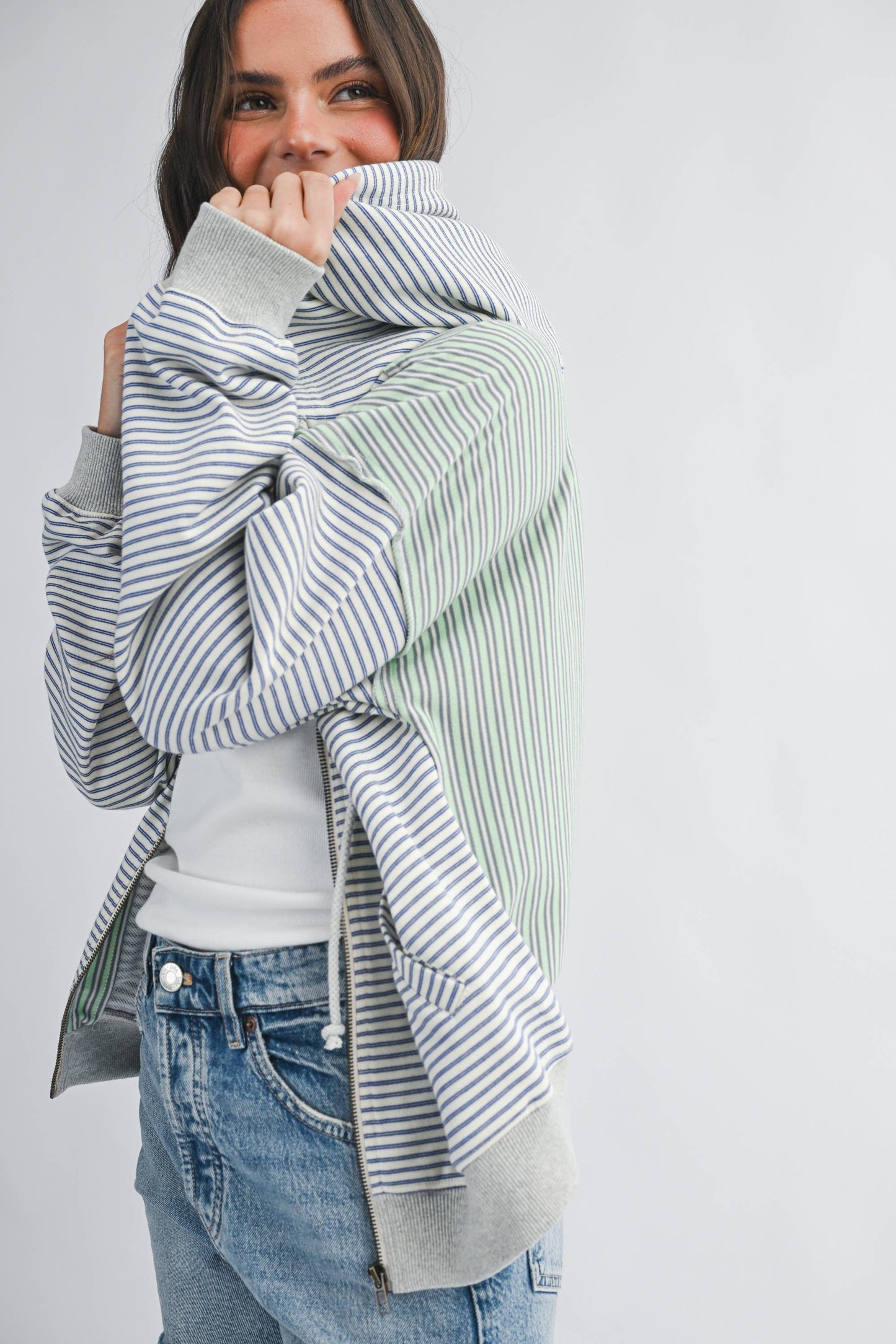 Striped Zip Hoodie