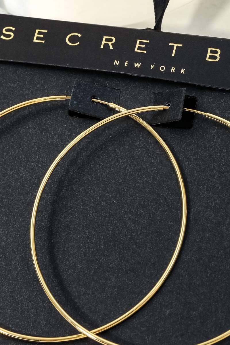 Gold Dipped Skinny 60Mm Hoop Earrings