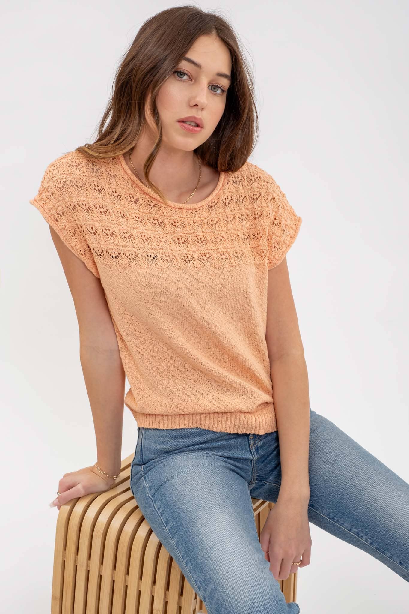 Eyelet Sweater Knit Top