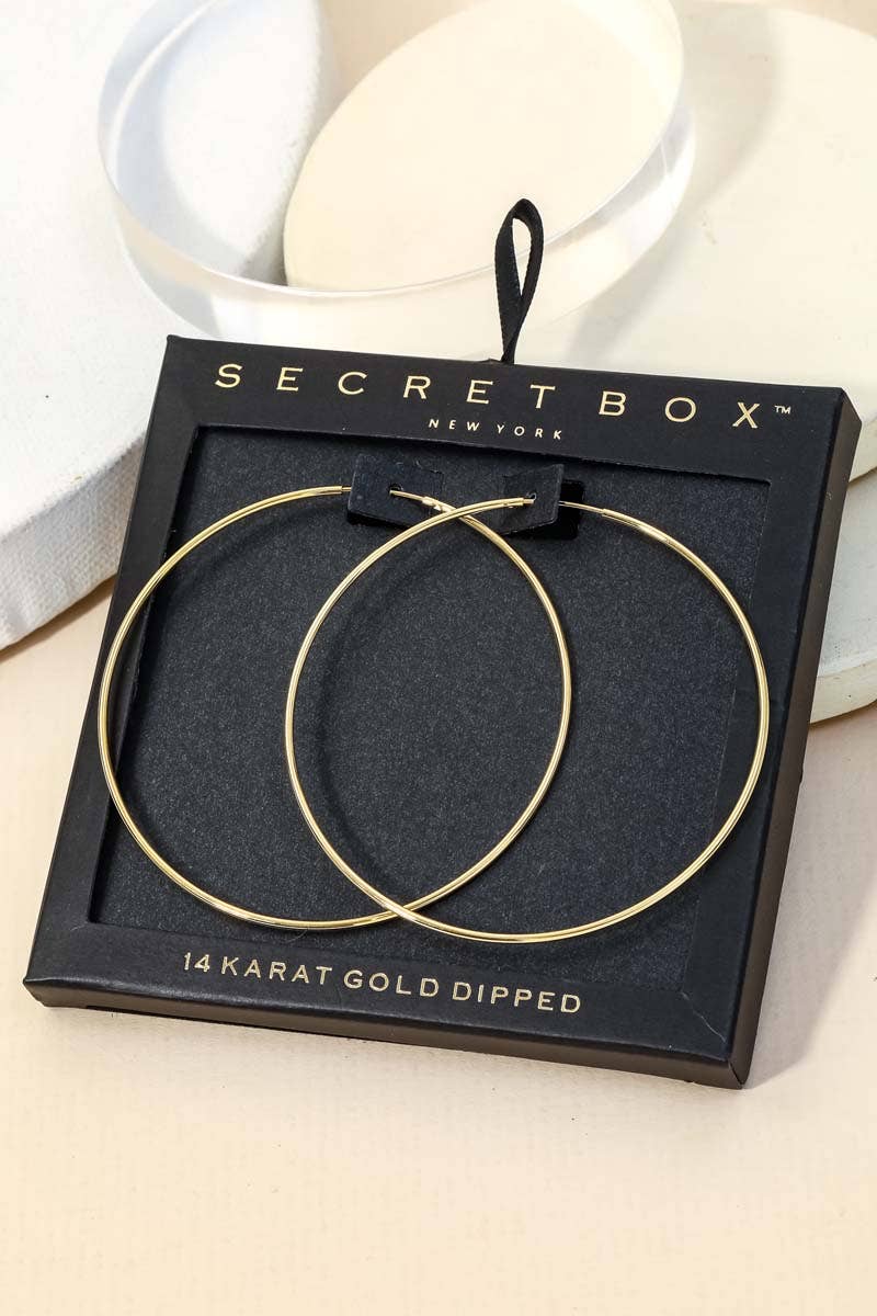 Gold Dipped Skinny 60Mm Hoop Earrings