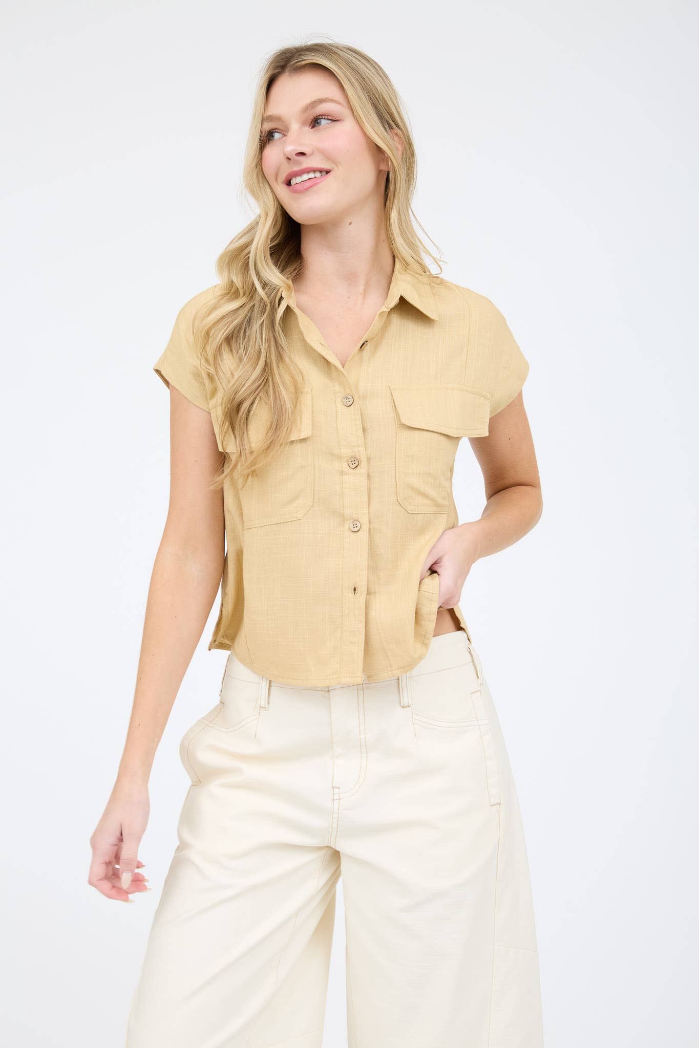 Short Sleeve Linen Button Down Shirt