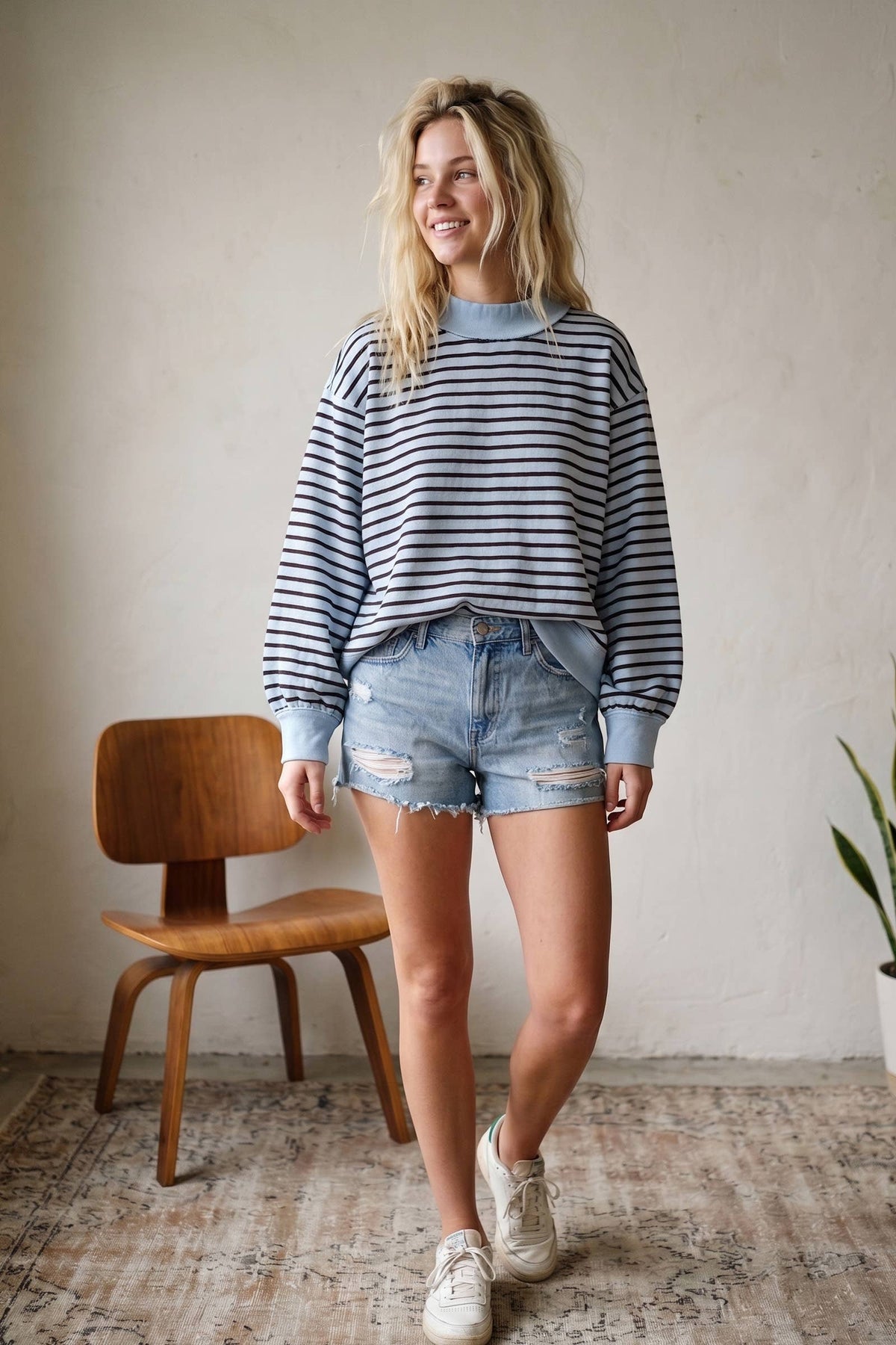 French Terry Striped Pullover