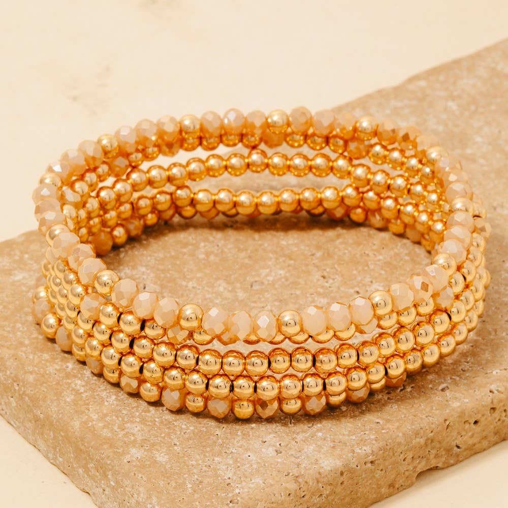 Metallic And Faceted Beaded Bracelet Set