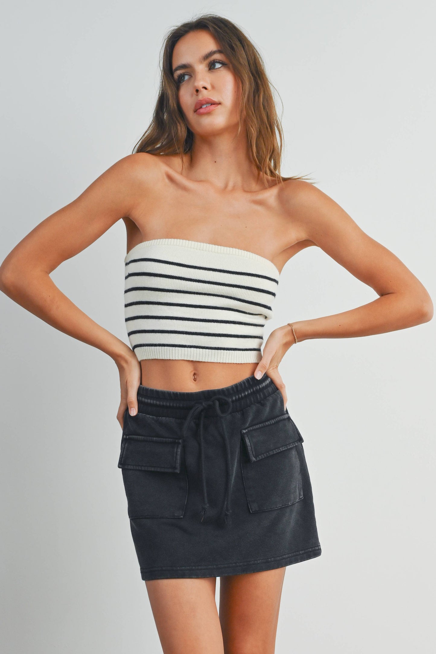 Striped Tube Top Sweater