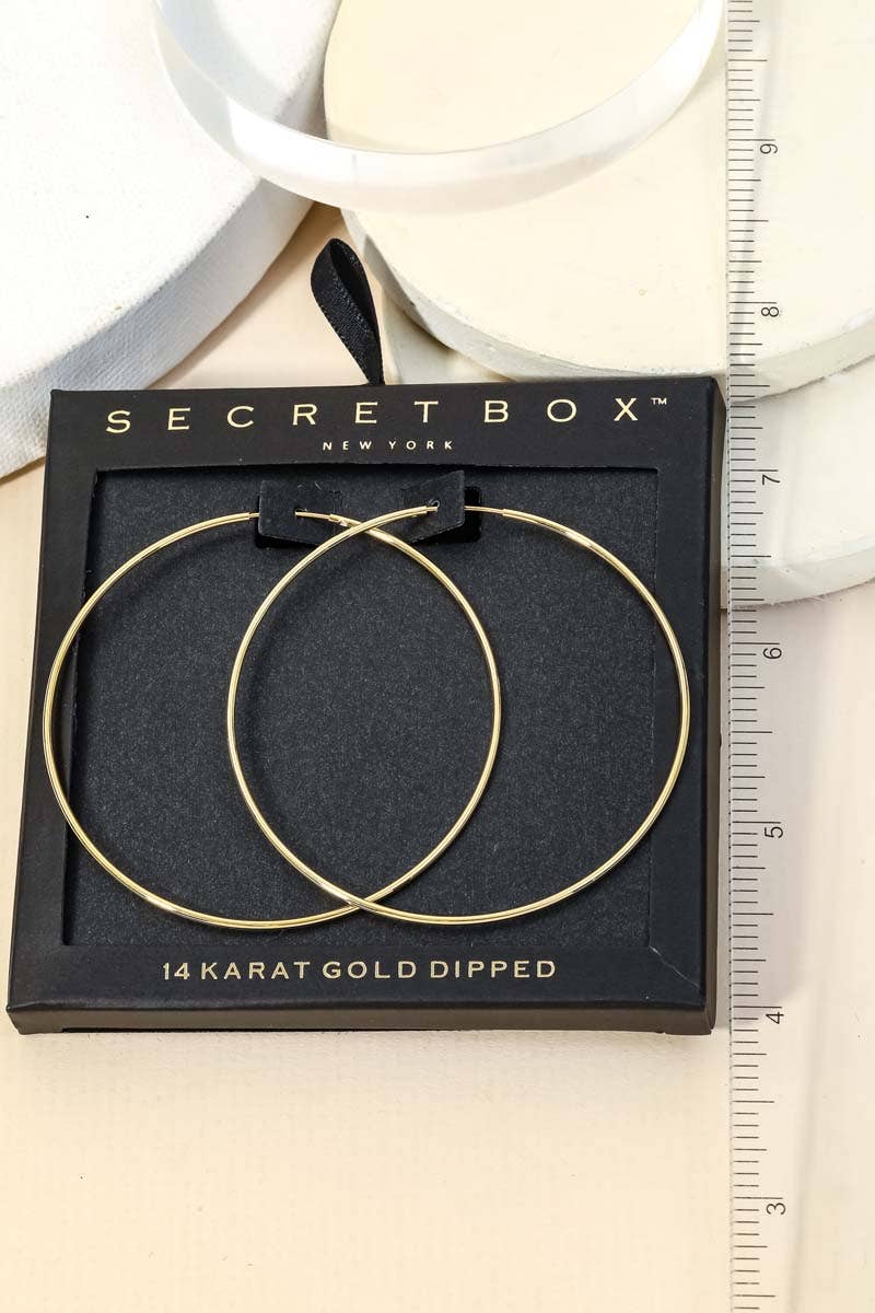 Gold Dipped Skinny 60Mm Hoop Earrings