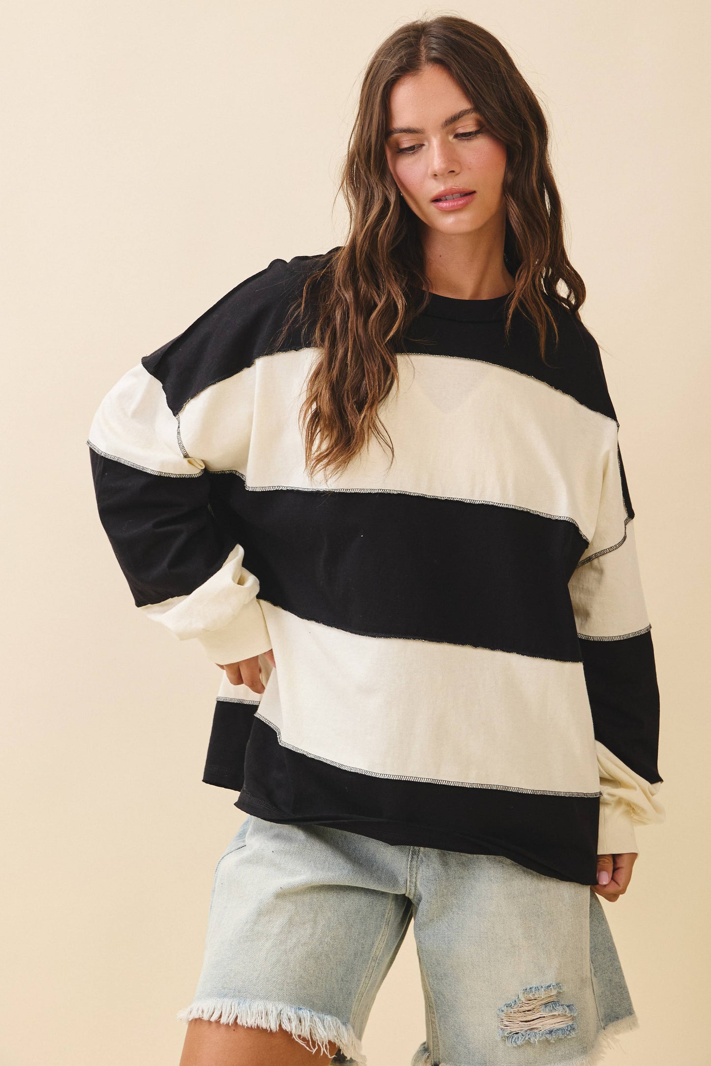 Oversized Color Block Pullover