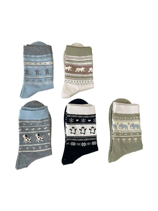 Animal Pattern Cute Pattern Mid-Calf Socks