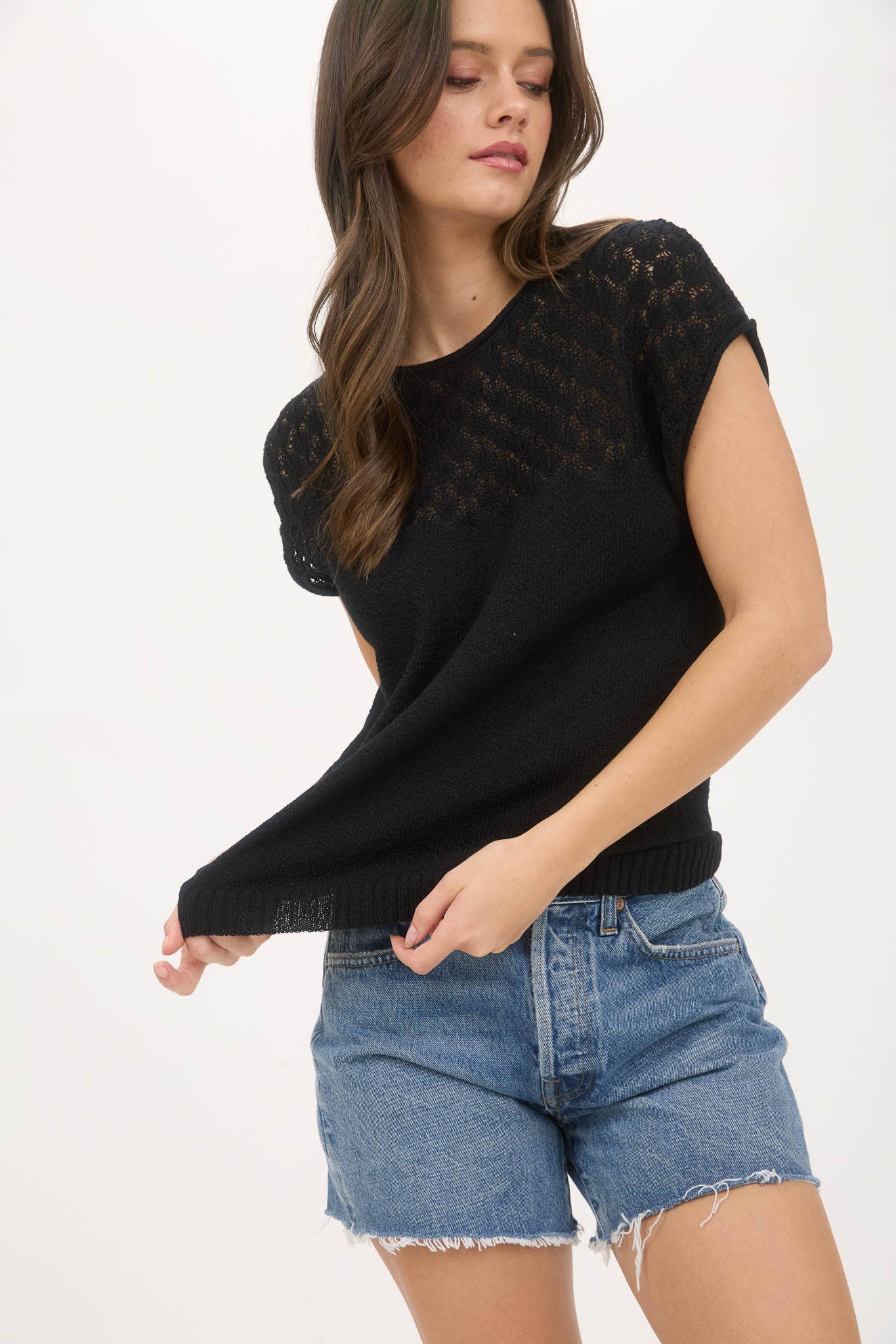 Eyelet Sweater Knit Top
