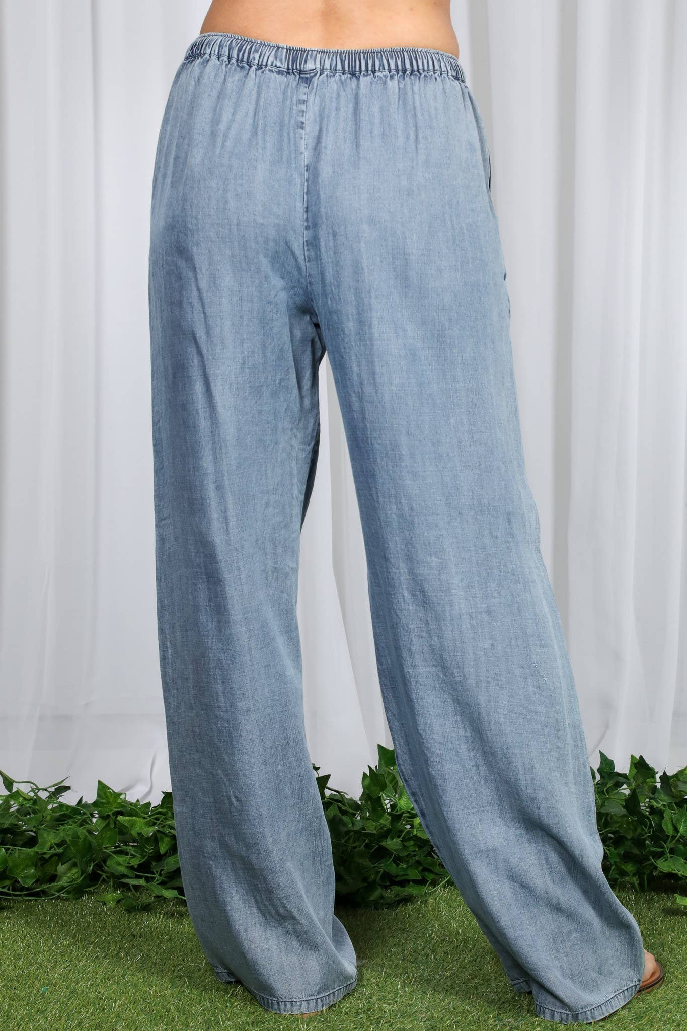 Chambray Washed Denim Pants