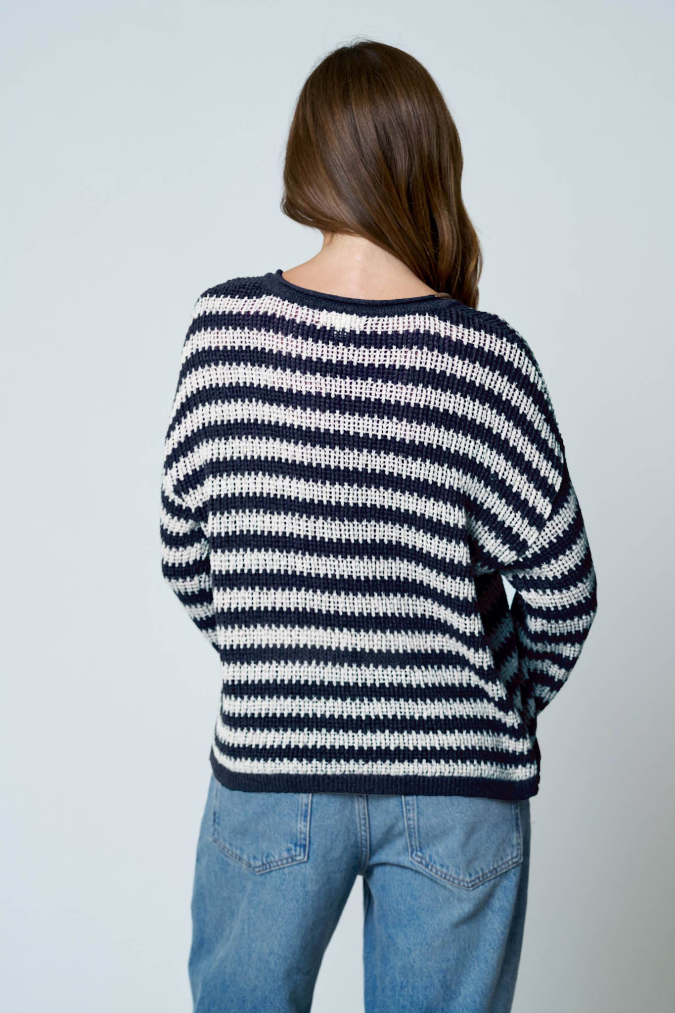 Stripe Raw Edge Sweater