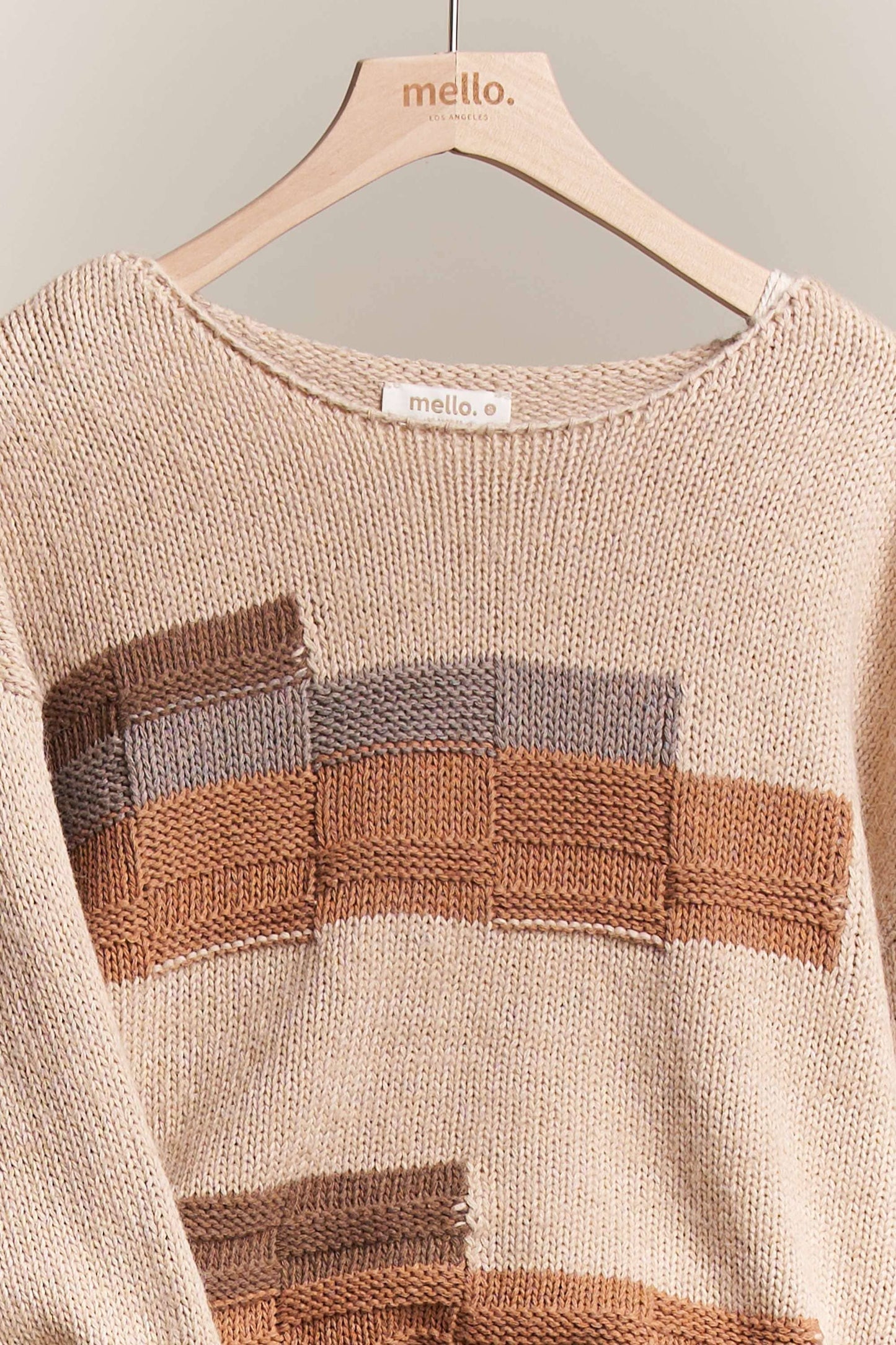 Abstract Print Boat Neck Knit Sweater