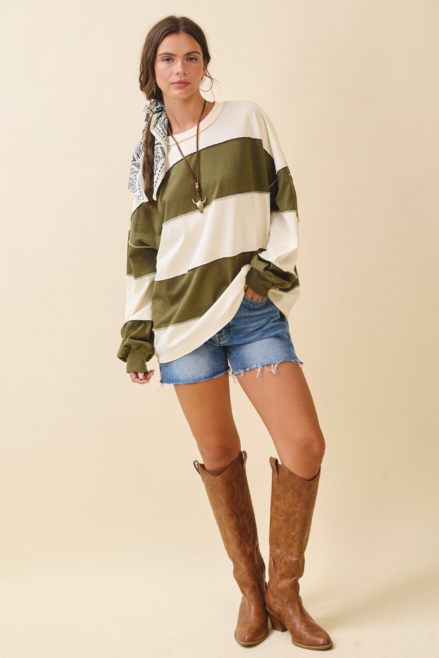 Oversized Color Block Pullover