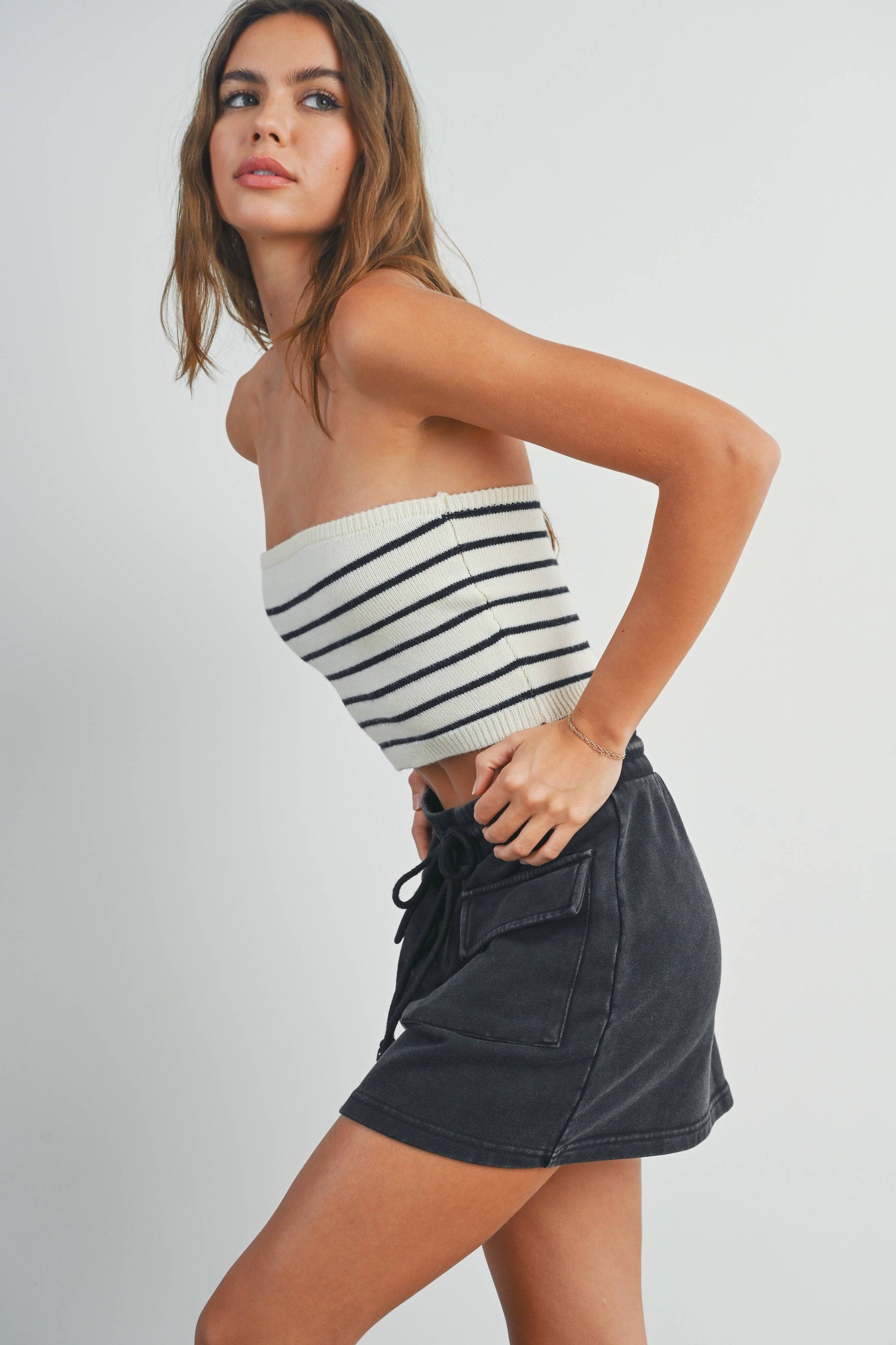 Striped Tube Top Sweater