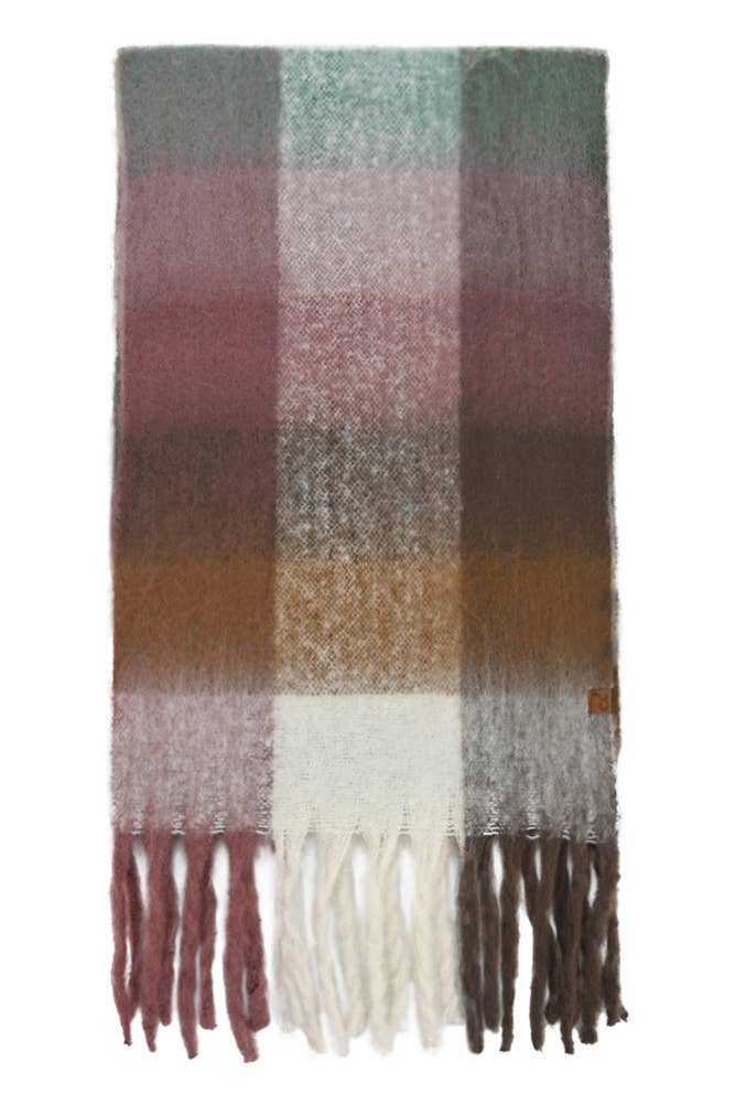 C.C Multi Color Block Plaid Check Pattern Woven Winter Scarf